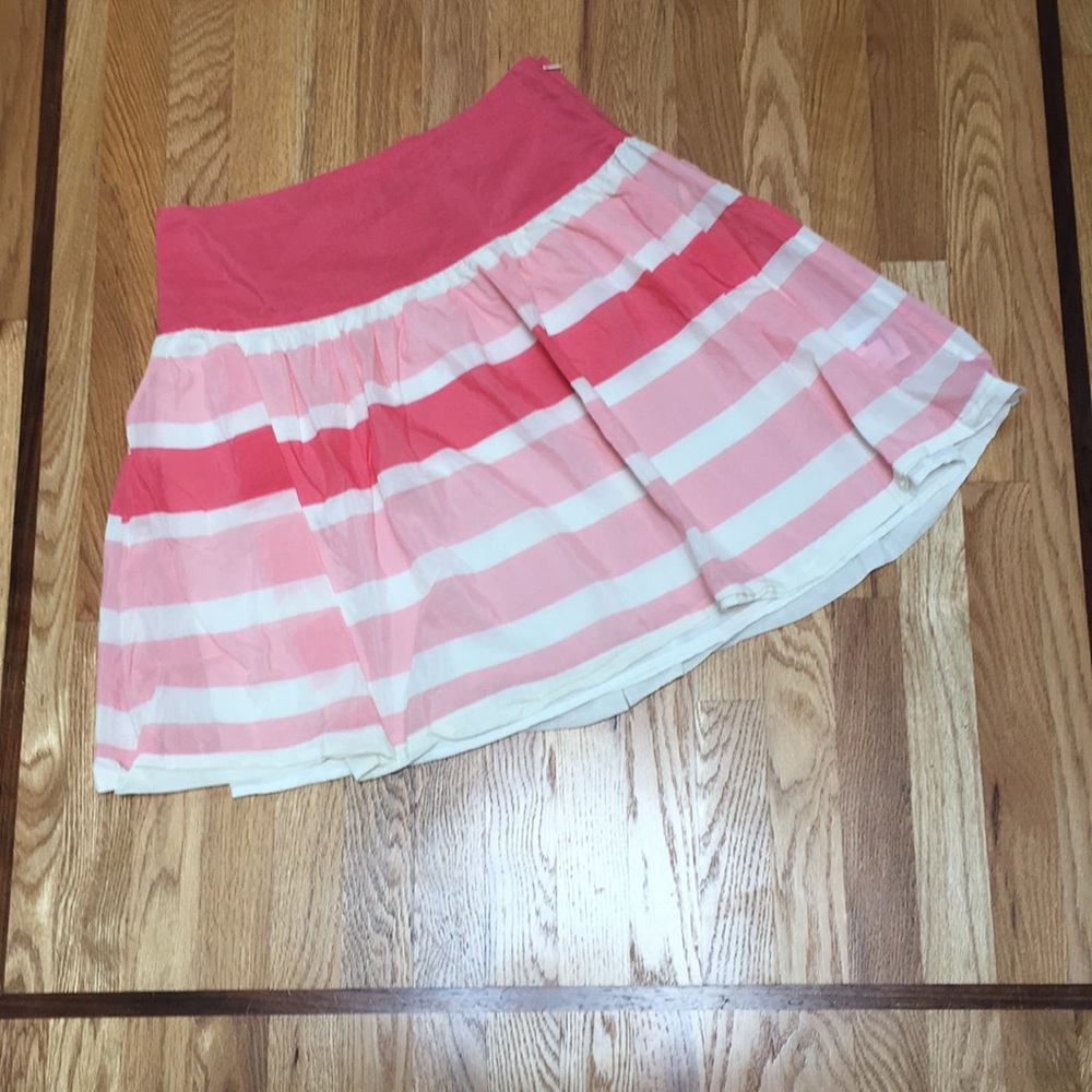 Pink and white striped skirt